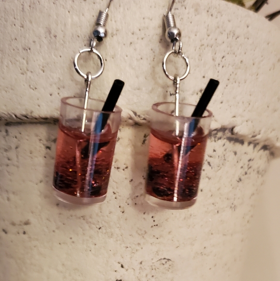 Glitter Drink Dangle Earring - Picture 7 of 12